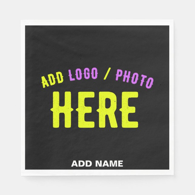 STYLISH MODERN CUSTOMIZABLE BLACK VERIFIED BRANDED NAPKIN (Front)