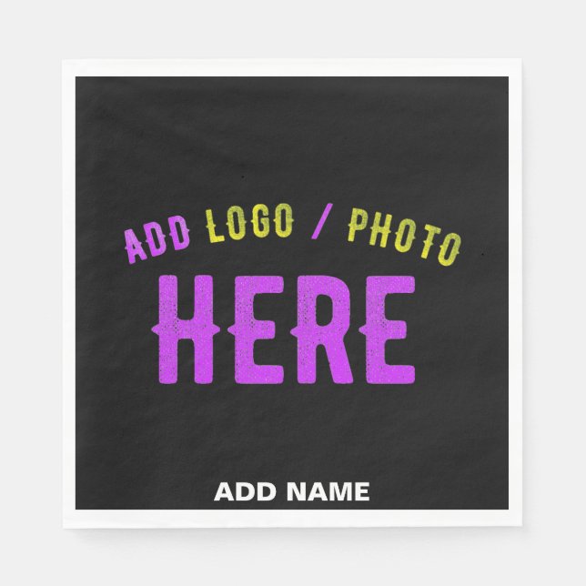 STYLISH MODERN CUSTOMIZABLE BLACK VERIFIED BRANDED NAPKIN (Front)