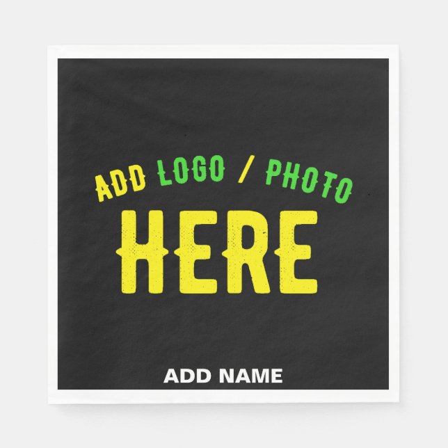 STYLISH MODERN CUSTOMIZABLE BLACK VERIFIED BRANDED NAPKIN (Front)