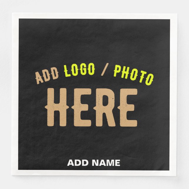 STYLISH MODERN CUSTOMIZABLE BLACK VERIFIED BRANDED NAPKIN (Front)