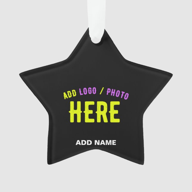 STYLISH MODERN CUSTOMIZABLE BLACK VERIFIED BRANDED ORNAMENT (Front)