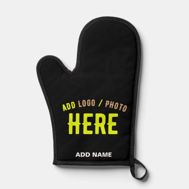 STYLISH MODERN CUSTOMIZABLE BLACK VERIFIED BRANDED OVEN MITT (Front)