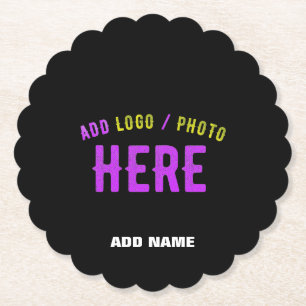 STYLISH MODERN CUSTOMIZABLE BLACK VERIFIED BRANDED PAPER COASTER