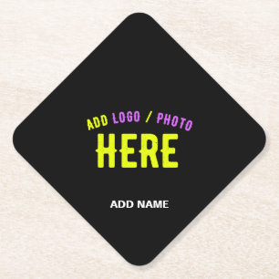 STYLISH MODERN CUSTOMIZABLE BLACK VERIFIED BRANDED PAPER COASTER