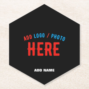STYLISH MODERN CUSTOMIZABLE BLACK VERIFIED BRANDED PAPER COASTER