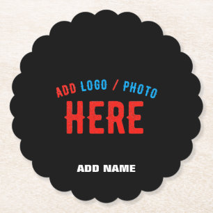 STYLISH MODERN CUSTOMIZABLE BLACK VERIFIED BRANDED PAPER COASTER
