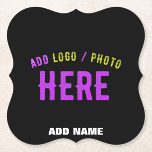 STYLISH MODERN CUSTOMIZABLE BLACK VERIFIED BRANDED PAPER COASTER