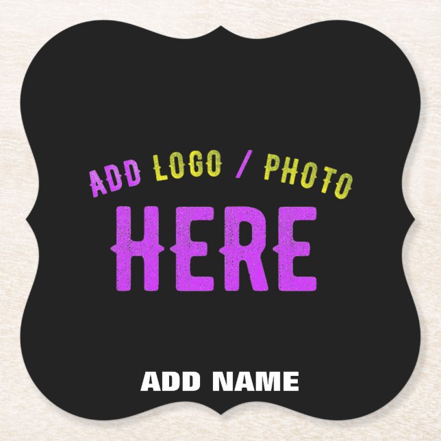 STYLISH MODERN CUSTOMIZABLE BLACK VERIFIED BRANDED PAPER COASTER (Front)