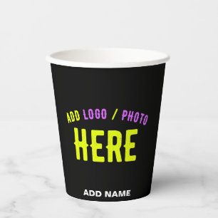 STYLISH MODERN CUSTOMIZABLE BLACK VERIFIED BRANDED PAPER CUPS