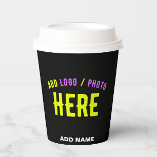 STYLISH MODERN CUSTOMIZABLE BLACK VERIFIED BRANDED PAPER CUPS