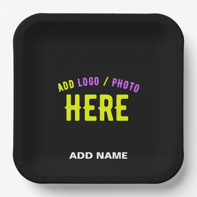 STYLISH MODERN CUSTOMIZABLE BLACK VERIFIED BRANDED PAPER PLATE (Front)