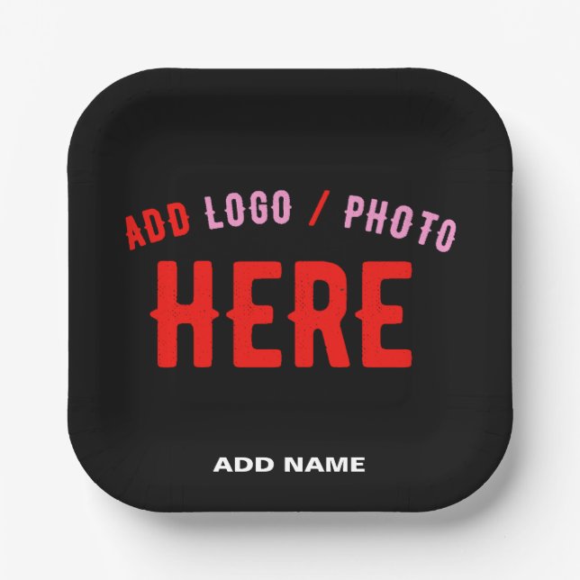 STYLISH MODERN CUSTOMIZABLE BLACK VERIFIED BRANDED PAPER PLATE (Front)
