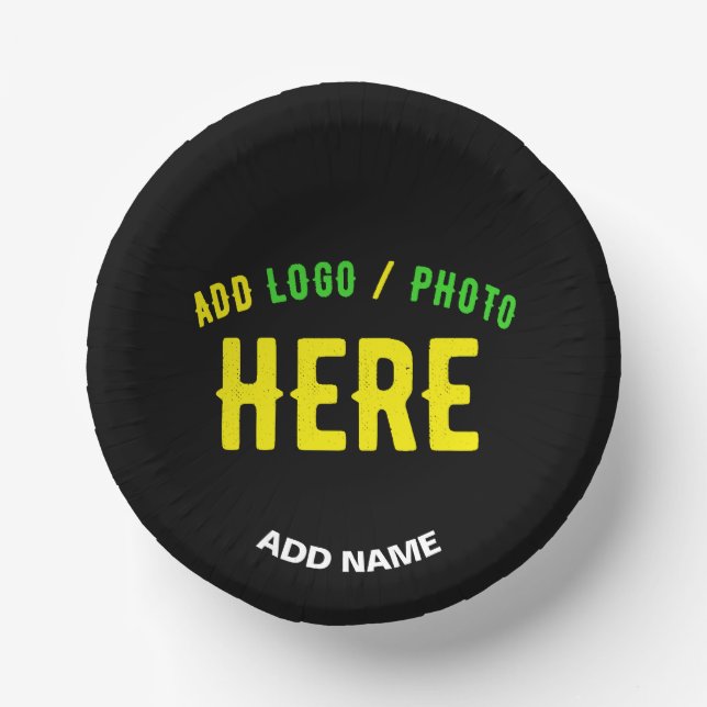 STYLISH MODERN CUSTOMIZABLE BLACK VERIFIED BRANDED PAPER PLATE (Front)