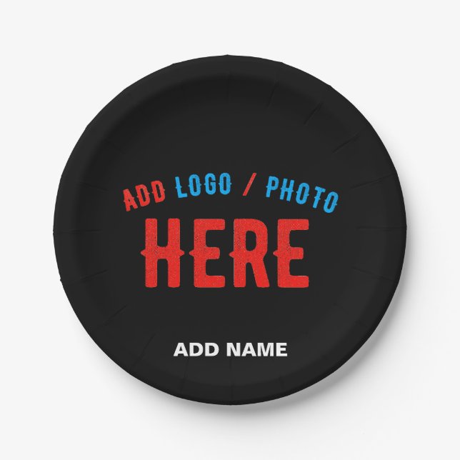 STYLISH MODERN CUSTOMIZABLE BLACK VERIFIED BRANDED PAPER PLATE (Front)