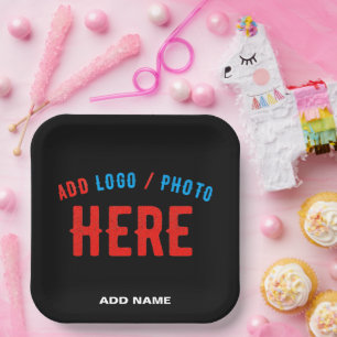 STYLISH MODERN CUSTOMIZABLE BLACK VERIFIED BRANDED PAPER PLATE