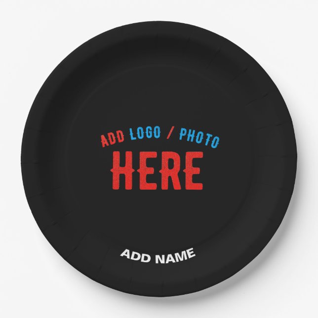 STYLISH MODERN CUSTOMIZABLE BLACK VERIFIED BRANDED PAPER PLATE (Front)