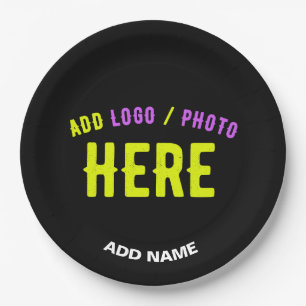 STYLISH MODERN CUSTOMIZABLE BLACK VERIFIED BRANDED PAPER PLATE