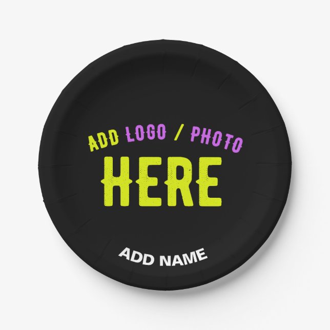 STYLISH MODERN CUSTOMIZABLE BLACK VERIFIED BRANDED PAPER PLATE (Front)