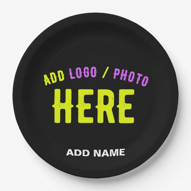 STYLISH MODERN CUSTOMIZABLE BLACK VERIFIED BRANDED PAPER PLATE (Front)