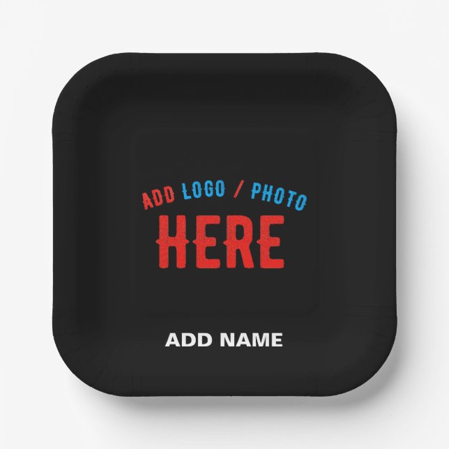 STYLISH MODERN CUSTOMIZABLE BLACK VERIFIED BRANDED PAPER PLATE (Front)