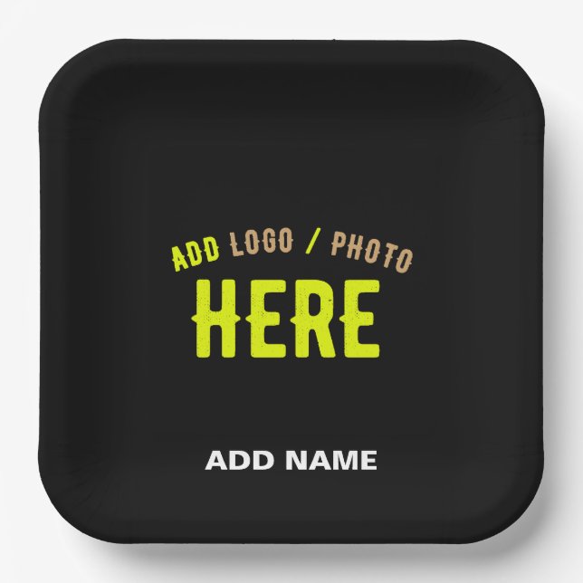STYLISH MODERN CUSTOMIZABLE BLACK VERIFIED BRANDED PAPER PLATE (Front)