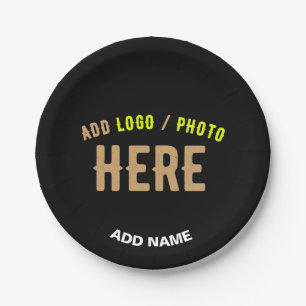 STYLISH MODERN CUSTOMIZABLE BLACK VERIFIED BRANDED PAPER PLATE