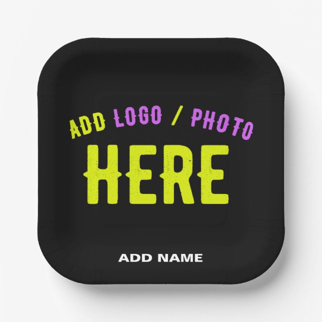 STYLISH MODERN CUSTOMIZABLE BLACK VERIFIED BRANDED PAPER PLATE (Front)