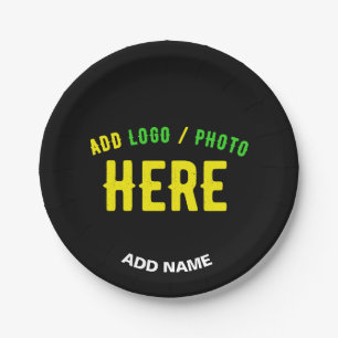 STYLISH MODERN CUSTOMIZABLE BLACK VERIFIED BRANDED PAPER PLATE