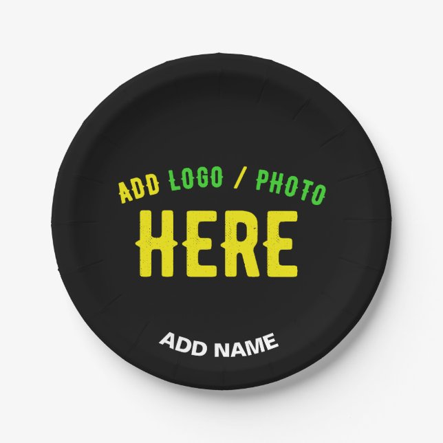 STYLISH MODERN CUSTOMIZABLE BLACK VERIFIED BRANDED PAPER PLATE (Front)