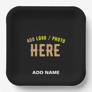 STYLISH MODERN CUSTOMIZABLE BLACK VERIFIED BRANDED PAPER PLATE