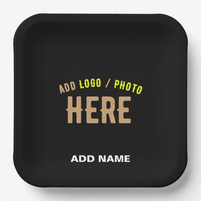 STYLISH MODERN CUSTOMIZABLE BLACK VERIFIED BRANDED PAPER PLATE (Front)