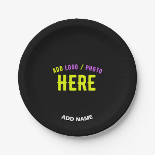 STYLISH MODERN CUSTOMIZABLE BLACK VERIFIED BRANDED PAPER PLATE