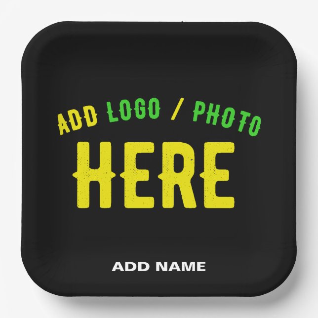 STYLISH MODERN CUSTOMIZABLE BLACK VERIFIED BRANDED PAPER PLATE (Front)