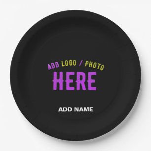 STYLISH MODERN CUSTOMIZABLE BLACK VERIFIED BRANDED PAPER PLATE