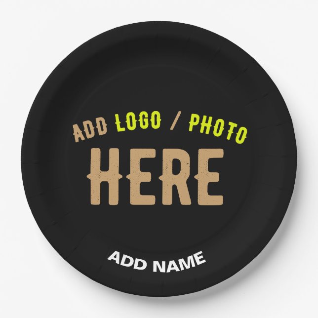 STYLISH MODERN CUSTOMIZABLE BLACK VERIFIED BRANDED PAPER PLATE (Front)