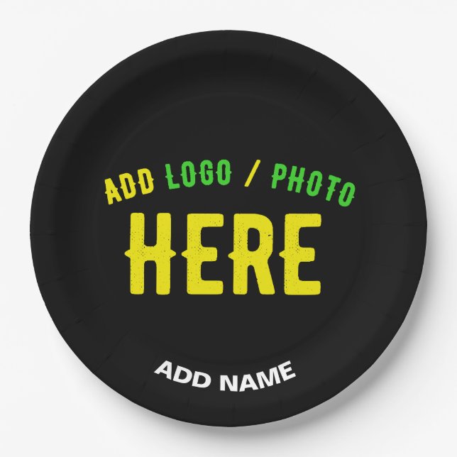 STYLISH MODERN CUSTOMIZABLE BLACK VERIFIED BRANDED PAPER PLATE (Front)