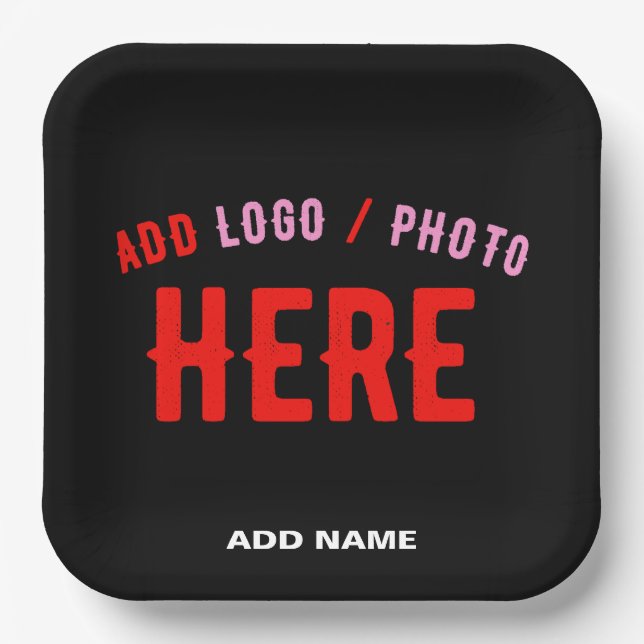 STYLISH MODERN CUSTOMIZABLE BLACK VERIFIED BRANDED PAPER PLATE (Front)