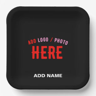 STYLISH MODERN CUSTOMIZABLE BLACK VERIFIED BRANDED PAPER PLATE
