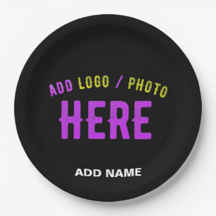 STYLISH MODERN CUSTOMIZABLE BLACK VERIFIED BRANDED PAPER PLATE