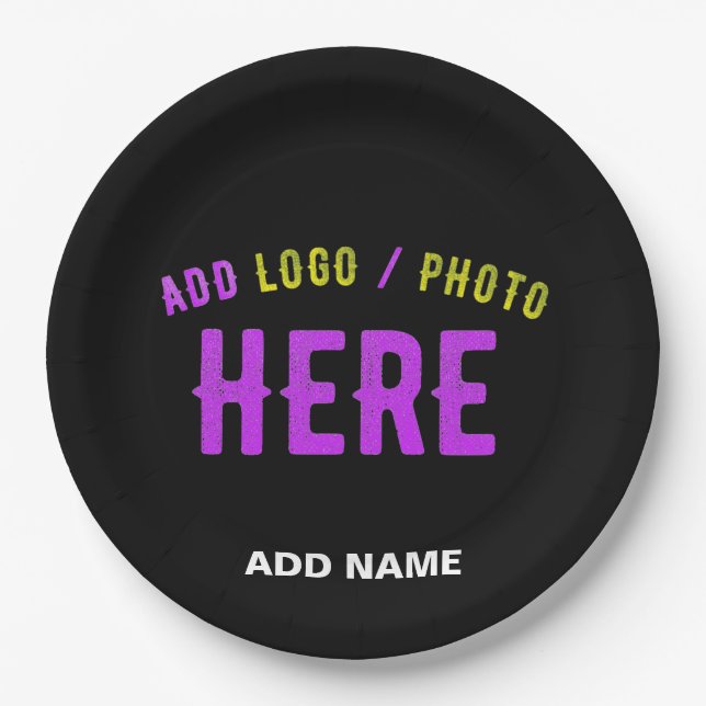 STYLISH MODERN CUSTOMIZABLE BLACK VERIFIED BRANDED PAPER PLATE (Front)
