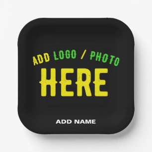 STYLISH MODERN CUSTOMIZABLE BLACK VERIFIED BRANDED PAPER PLATE
