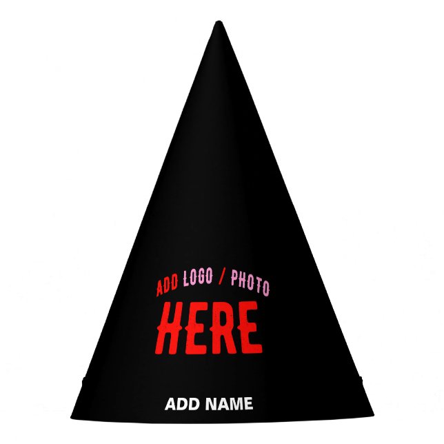 STYLISH MODERN CUSTOMIZABLE BLACK VERIFIED BRANDED PARTY HAT (Front)