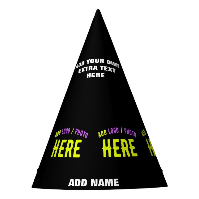STYLISH MODERN CUSTOMIZABLE BLACK VERIFIED BRANDED PARTY HAT (Front)