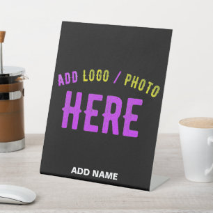 STYLISH MODERN CUSTOMIZABLE BLACK VERIFIED BRANDED PEDESTAL SIGN