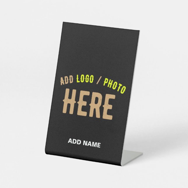 STYLISH MODERN CUSTOMIZABLE BLACK VERIFIED BRANDED PEDESTAL SIGN (Front)