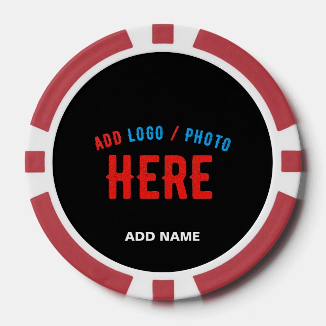 STYLISH MODERN CUSTOMIZABLE BLACK VERIFIED BRANDED POKER CHIPS (Front)