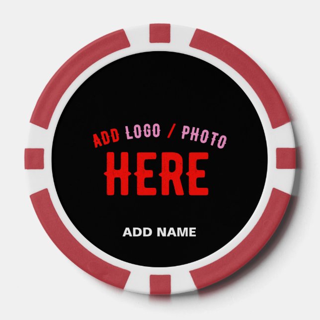 STYLISH MODERN CUSTOMIZABLE BLACK VERIFIED BRANDED POKER CHIPS (Front)