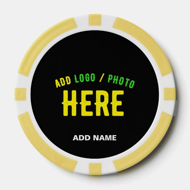 STYLISH MODERN CUSTOMIZABLE BLACK VERIFIED BRANDED POKER CHIPS (Front)