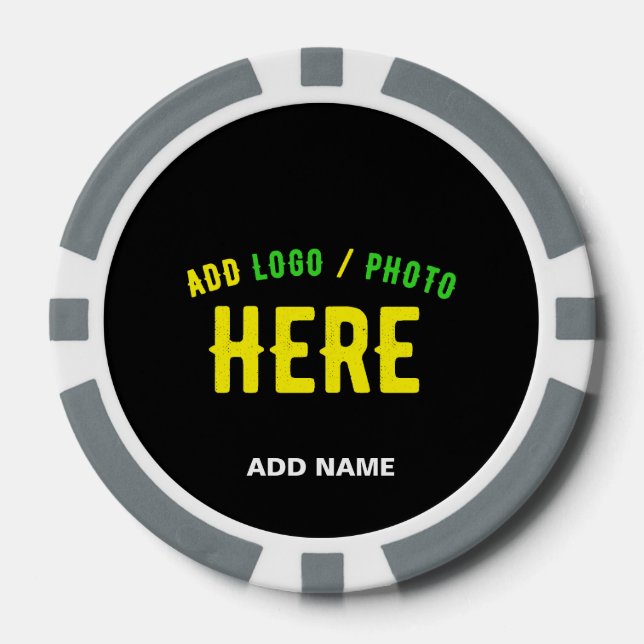STYLISH MODERN CUSTOMIZABLE BLACK VERIFIED BRANDED POKER CHIPS (Front)
