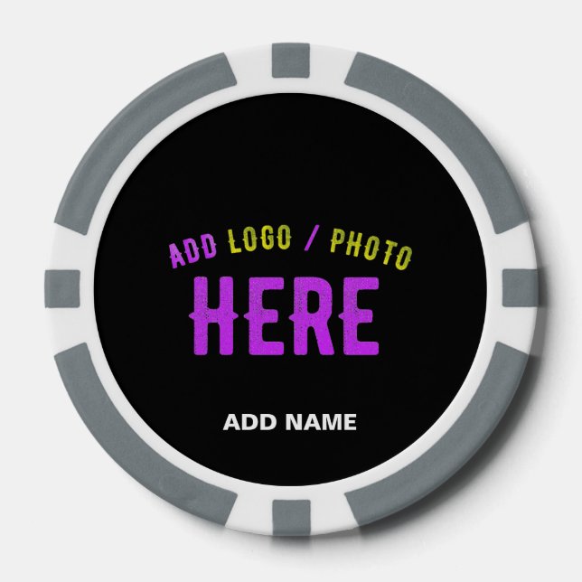 STYLISH MODERN CUSTOMIZABLE BLACK VERIFIED BRANDED POKER CHIPS (Front)